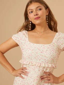 Emery Eyelet Floral Mama Dress -Toddler Clothing Store 001890 E0869M679JD PEACH 01