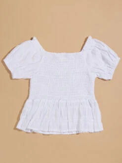Sienna Puff Sleeve Smock Top -Toddler Clothing Store 001913 SE0016CTTU T WHITE 01