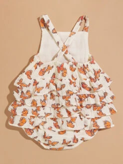 Monarch Butterfly Ruffle Sunsuit 5 Monarch Butterfly Ruffle Sunsuit -Toddler Clothing Store 001937 1016S24PMB ORANGE 01