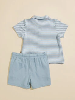 Tee Time Baby Striped Polo Set -Toddler Clothing Store 001937 510S24DBS BLUE 01