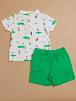 Golf Polo Top And Shorts Set -Toddler Clothing Store 001937 510S24GOL GREEN 01