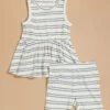 Blake Ribbed Striped Tank And Shorts Set