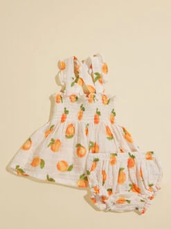 Sweet Peach Dress And Bloomer Set -Toddler Clothing Store 001937 572S24PEA PINK 02