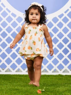 Sweet Peach Dress And Bloomer Set
