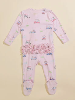 Golf Cart Ruffle Footie -Toddler Clothing Store 001937 653S24GCP PINK 01