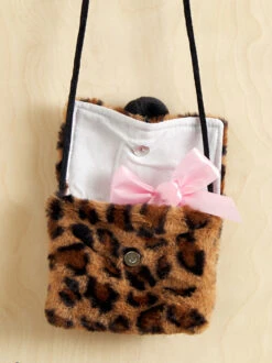 Leopard Fur Crossbody Purse -Toddler Clothing Store 001981 10010090B BROWN 02