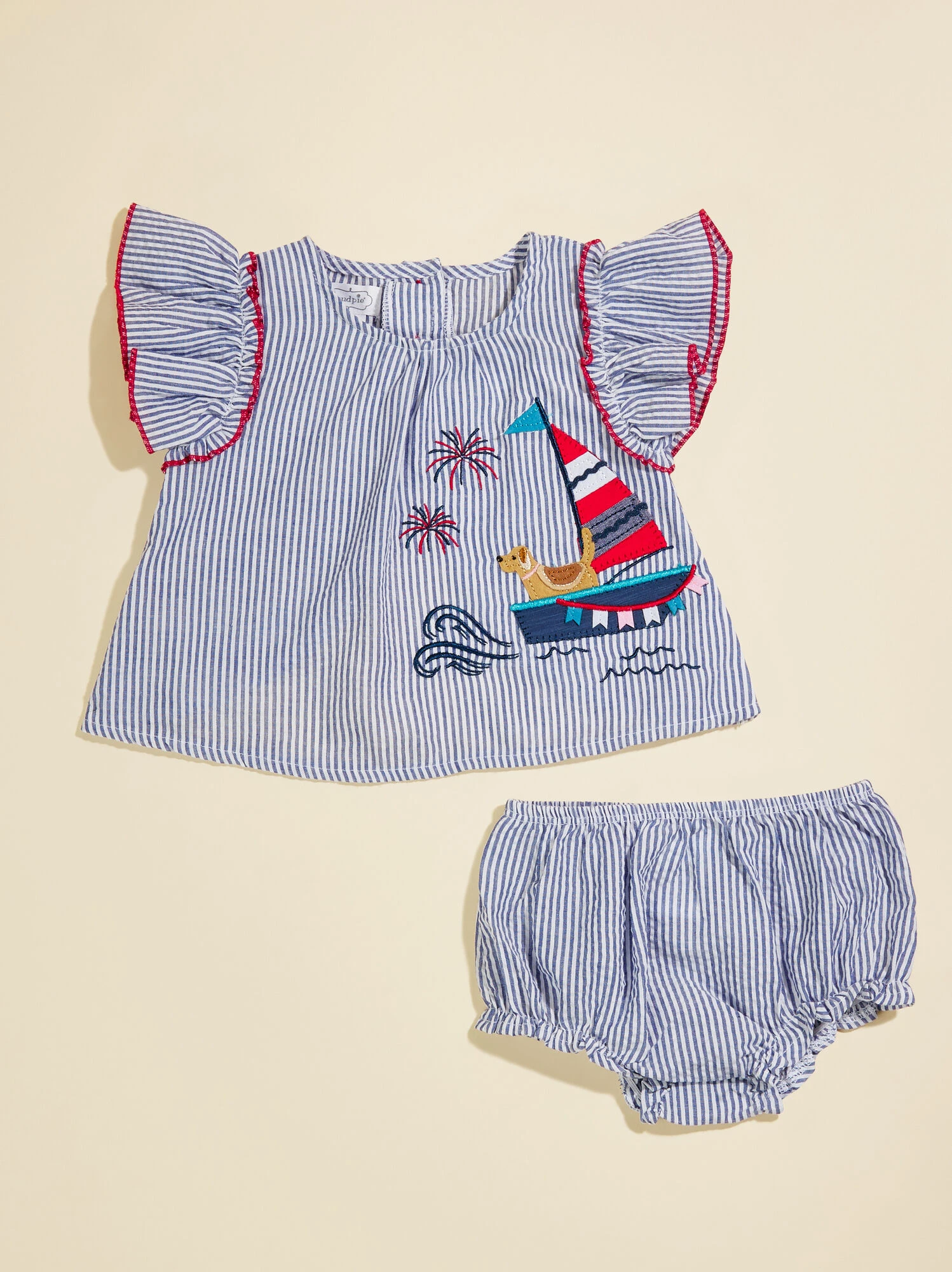 Kyla Sailboat Pinafore Set By MudPie 1 Kyla Sailboat Pinafore Set By MudPie