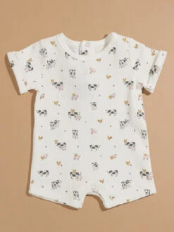 Cow Farm Waffle Jumper By Mudpie