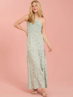 Camila Floral Smocked Mama Dress -Toddler Clothing Store 004098 YD1308BJ01 SAGE 01