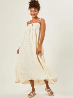 Katelyn Polka Dot Mama Dress By Rylee + Cru -Toddler Clothing Store 004134 RCW634QPLL IVORY 01