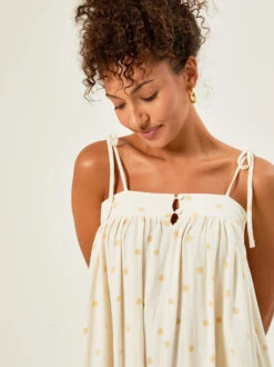 Katelyn Polka Dot Mama Dress By Rylee + Cru -Toddler Clothing Store 004134 RCW634QPLL IVORY 02