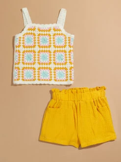 Rachel Crochet Tank And Shorts Set