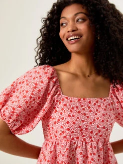 Kendra Floral Smocked Mama Dress -Toddler Clothing Store 004283 330S24RED PINK RED 03