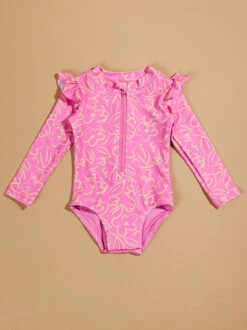 Sunset Surfer Ruffle Rash Guard